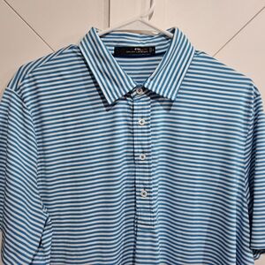 Ralph Lauren Men's Blue and White‎ Striped Polo